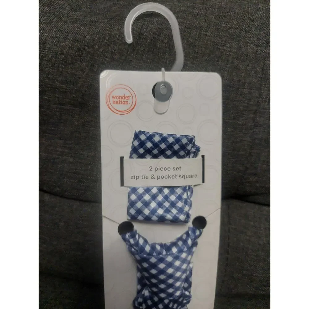 Wonder Nation Boys Necktie Pocket Square 2 Piece Set Blue NWT One Size